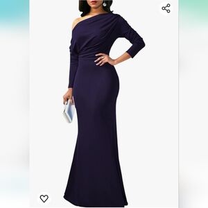 NEW Navy Off Shoulder Open Back Mermaid Dress Sz. 2XL